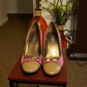 Pink/Tan Suede heels